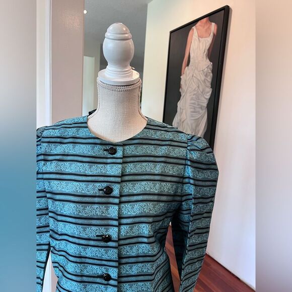 Givenchy Teal and Black Striped Blazer - Picture 4 of 7